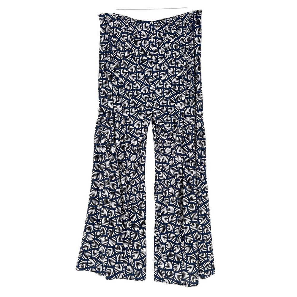Cato Pull On Pants Women 22/24W Navy Cream Geometric Wide Leg Casual Boho - Picture 1 of 5